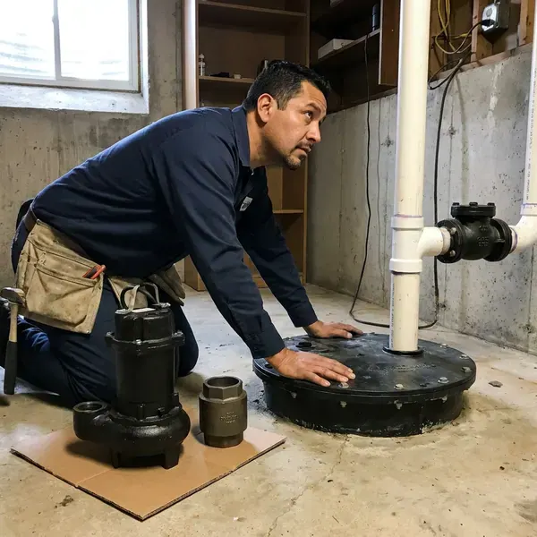 Local sewage ejector pump installation by BVL Plumbing, Baltimore, MD
