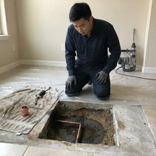 BVL Plumbing technician providing slab leak repair in Baltimore, MD